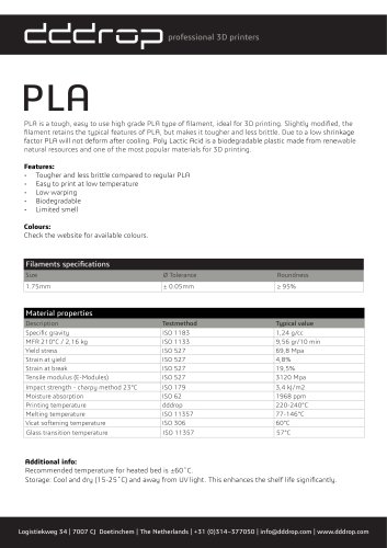 Datasheet PLA