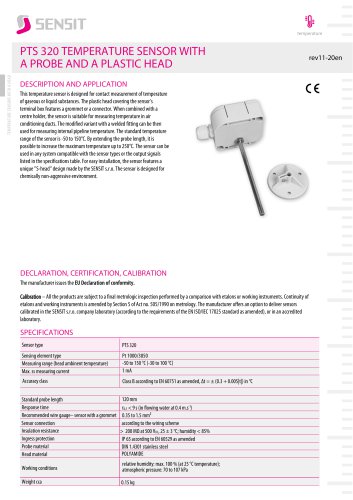 PTS 320 TEMPERATURE SENSOR WITH A PROBE AND A PLASTIC HEAD