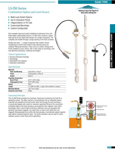 LS-350 Sériés Combination Siphon and Level Sensor