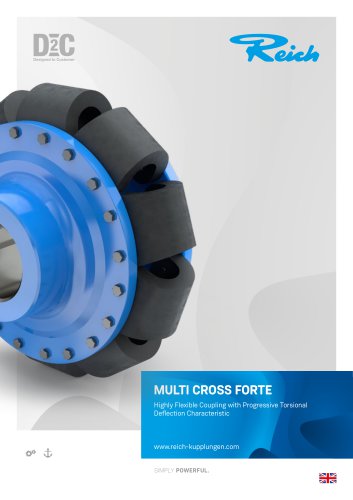 Highly flexible coupling with progressive torsional stiffness MULTI CROSS FORTE