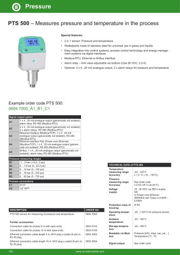 Data sheet - PTS 500 - EN