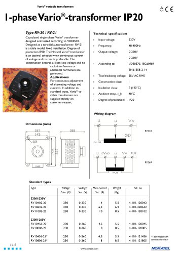 1-phase Vario®-transformer IP20