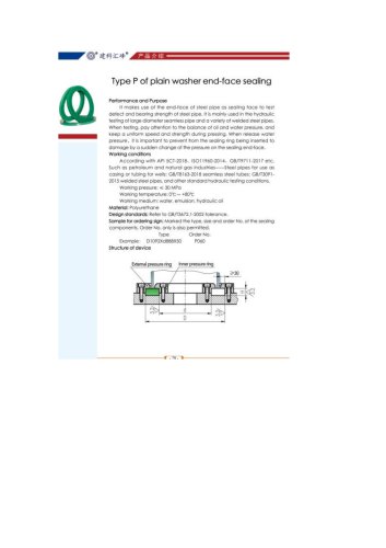 Type P of plain washer end-face sealing