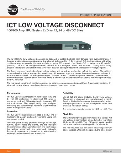 ICT LOW VOLTAGE DISCONNECT