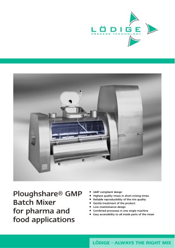 Ploughshare® GMP Batch Mixer for pharma and food applications