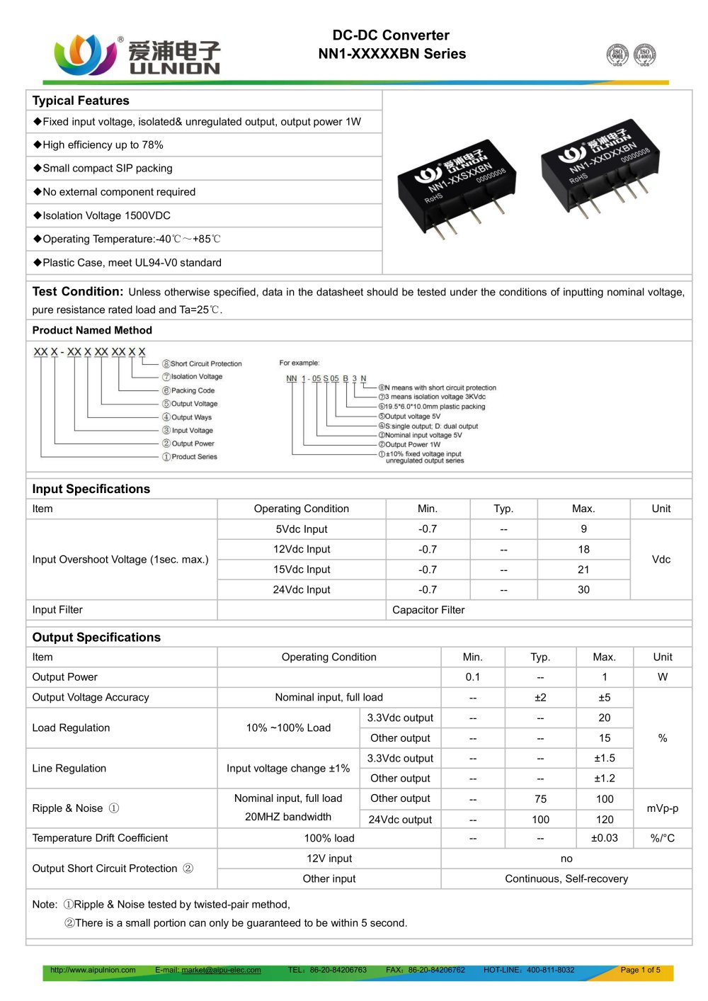NN1-XXXXXBN Series - Guangzhou Aipu Electron Technology Co.,Ltd