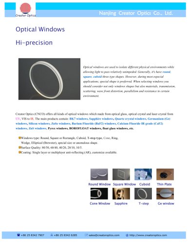 CreatorOptics Custom Optical Windows Series