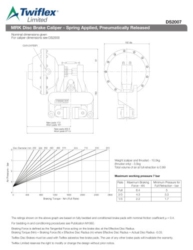 DS2007 MRK Disc Brake Caliper - Spring Applied, Pneumatically Released