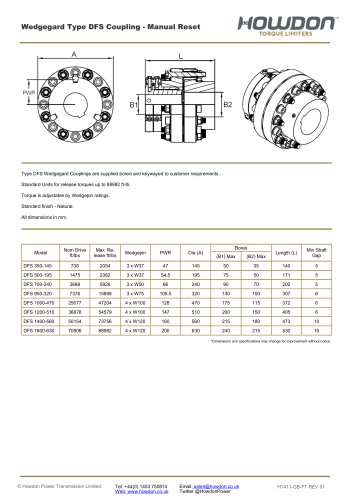 Wedgegard® DFS Coupling (ft-lb)