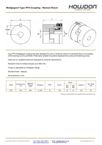 Wedgegard® PFS Coupling (in-lb)