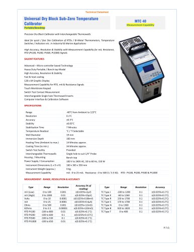 Universal Dry Block Sub-Zero Temperature CalibratorD% ����