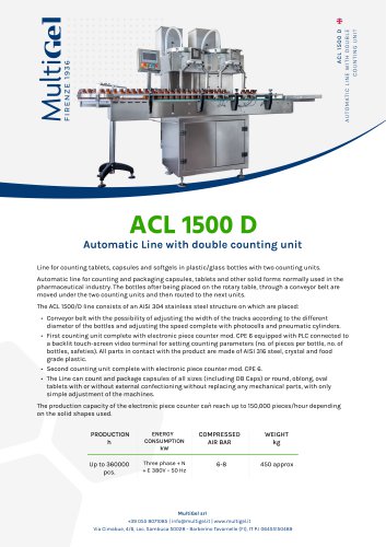 ACL 1500 D - Automatic line for tablet and capsule counting with double counting unit and bottle filling
