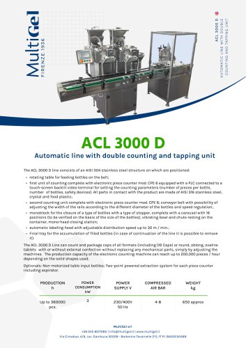 ACL 3000 D - Automatic line with double unit for pill counting, bottle filling and capping