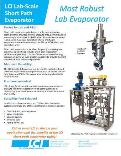 LCI Lab-Scale Short Path Evaporator