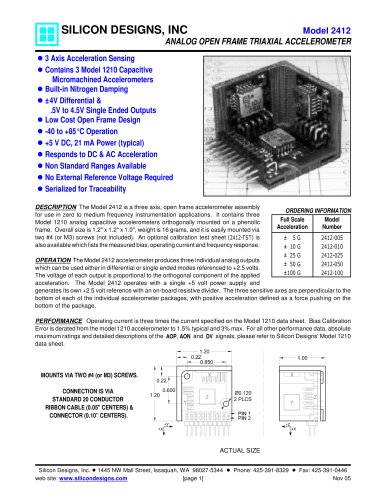 Silicon Designs Model 2412 Analog Open Frame Triaxial Accelerometer