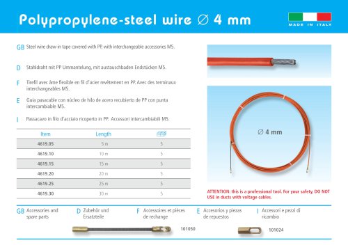 Polypropylene-steel wire