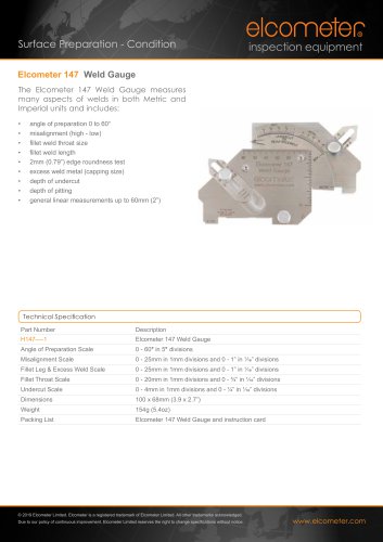 Elcometer 147 Weld Gauge