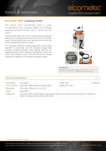 Elcometer 1620 - Cupping Tester