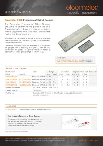 Elcometer 2020 Fineness of Grind Gauges