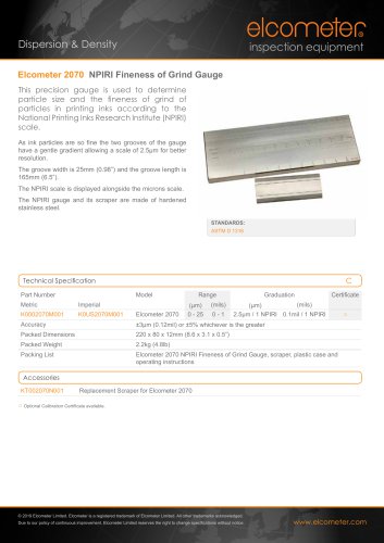 Elcometer 2070 NPIRI Fineness of Grind Gauge