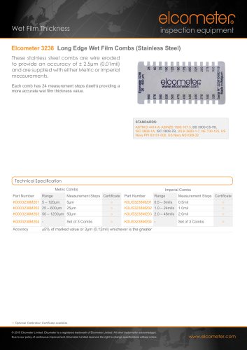 Elcometer 3238 Long Edge Wet Film Combs