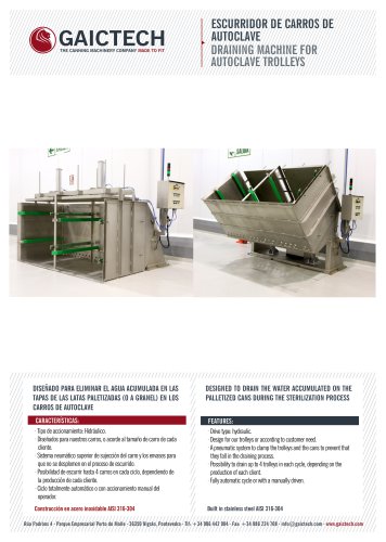 DRAINING MACHINE FOR AUTOCLAVE TROLLEYS