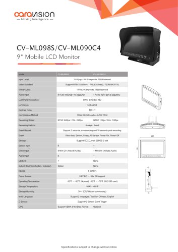 CV-ML090C4/CV-ML098S 9" LCD Mobile Monitor