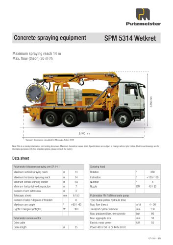 Concrete spraying equipment SPM 5314 Wetkret