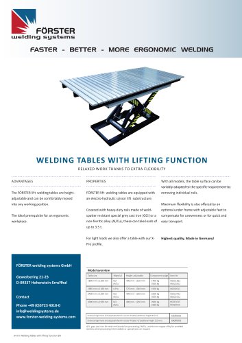 welding tables with lifting function