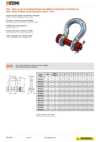 SPD - HIGH TENSILE BOW SHACKLE, BOLT TYPE