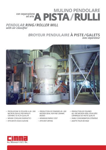 PENDULAR RING/ROLLER MILL ZLWKDLUFODVVLȴHU