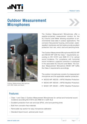 Outdoor Measurement Microphones