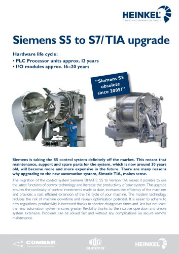 Upgrade Control System Siemens S5 to S7 TIA