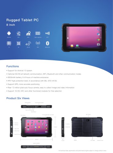 Emdoor Info. IP67 Durable Android 10 Rugged Tablet EM-Q86