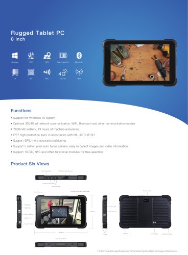 Emdoor Info. IP67 Durable Windows 10 Rugged Tablet PC EM-I86H