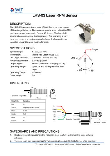 LRS-03 Laser RPM Sensor