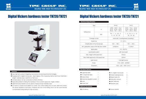 Digital Vickers Hardness Tester TH720/TH721