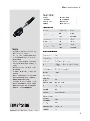 TIME5106 Portable Hardness Tester with Impact Device G