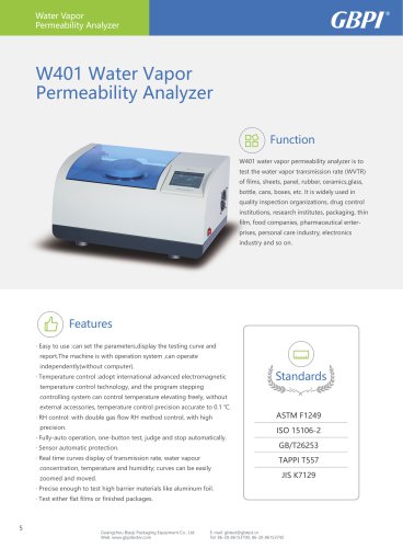 【GBPI】Water Vapor Permeability Analyzer W401