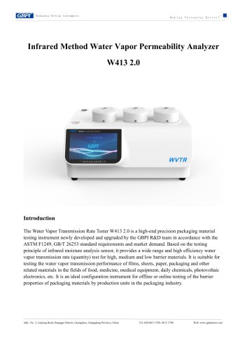 W413 2.0 Infrared Method  Water Vapor Permeability Analyzer A3(20260318)