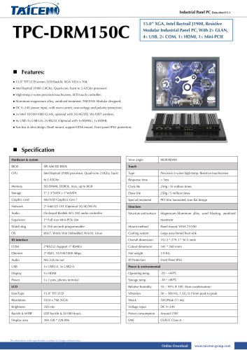 TAICENN/Panel PC/TPC-DRM150C