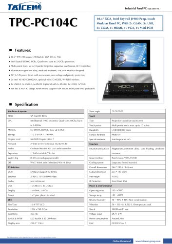 TAICENN/Panel PC/TPC-PC104C