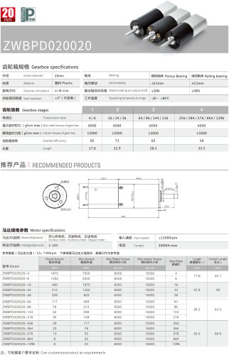 24V Gear Motor  20MM PD