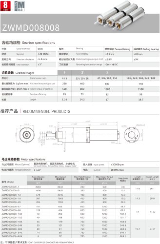 Gear Reducers Motor 8MM MD