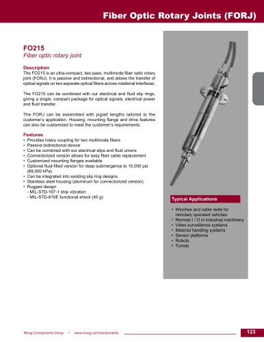 FO215 Fiber optic rotary joint