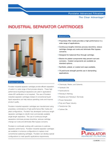 INDUSTRIAL SEPARATOR CARTRIDGES