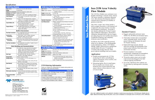 Isco 2150 Area Velocity Flow  Module