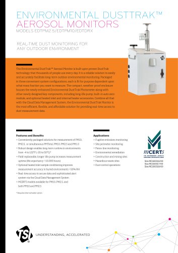 Specsheet ENVIRONMENTAL DUSTTRAK™ AEROSOL MONITORS