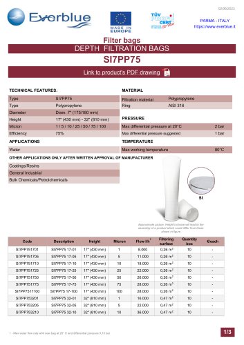 DEPTH FILTRATION BAGS SI7PP75