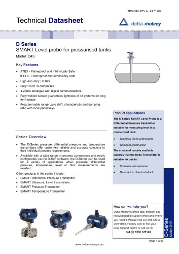 SMART Level probe for pressurised tanks